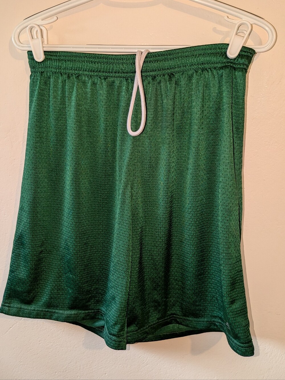 Champion Men's Dark Green Athletic Mesh Shorts with White Drawstring